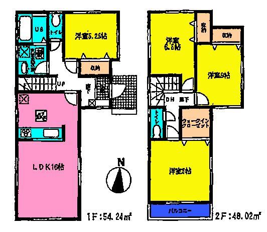 Floor plan. (5 Building), Price 34,100,000 yen, 4LDK, Land area 100.01 sq m , Building area 102.26 sq m