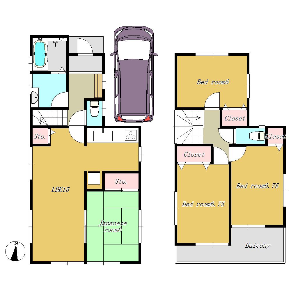 Floor plan. (1 Building), Price 35,800,000 yen, 4LDK, Land area 100.27 sq m , Building area 95.23 sq m