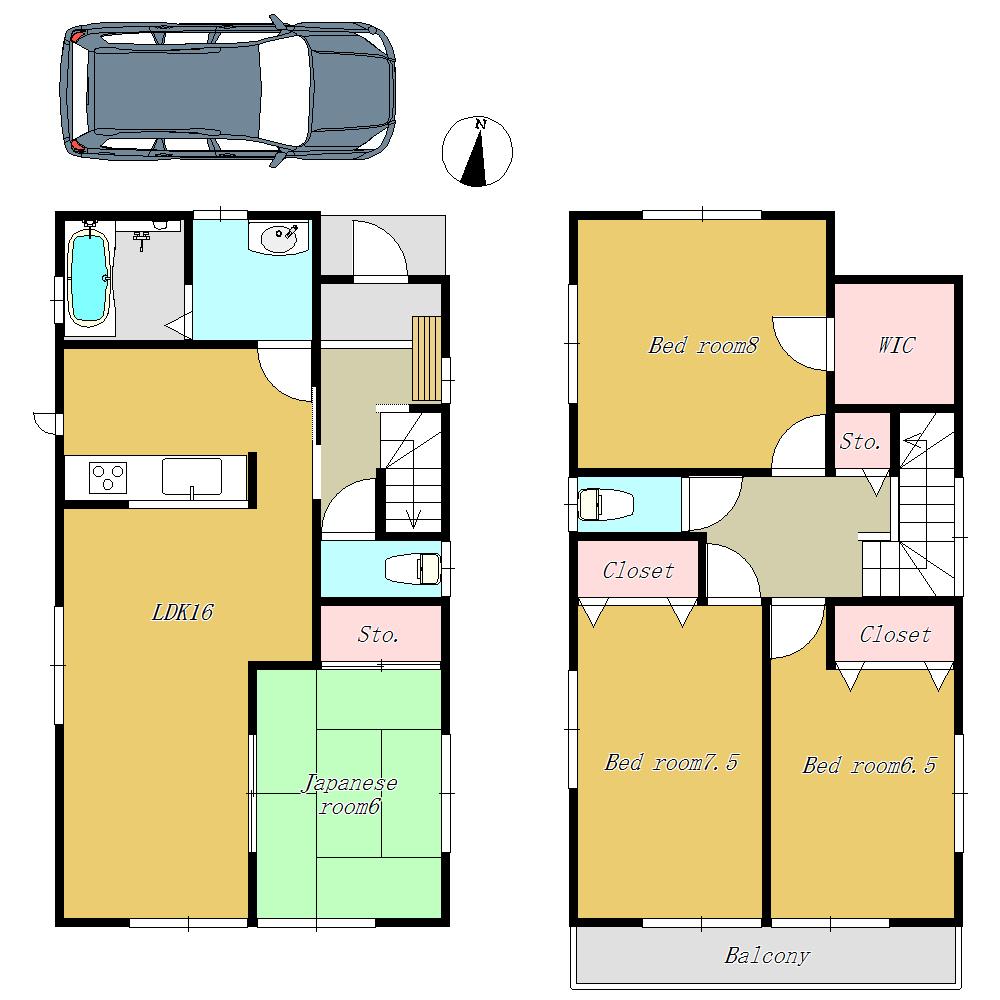 Floor plan. (Building 2), Price 34,800,000 yen, 4LDK, Land area 138.99 sq m , Building area 105.98 sq m