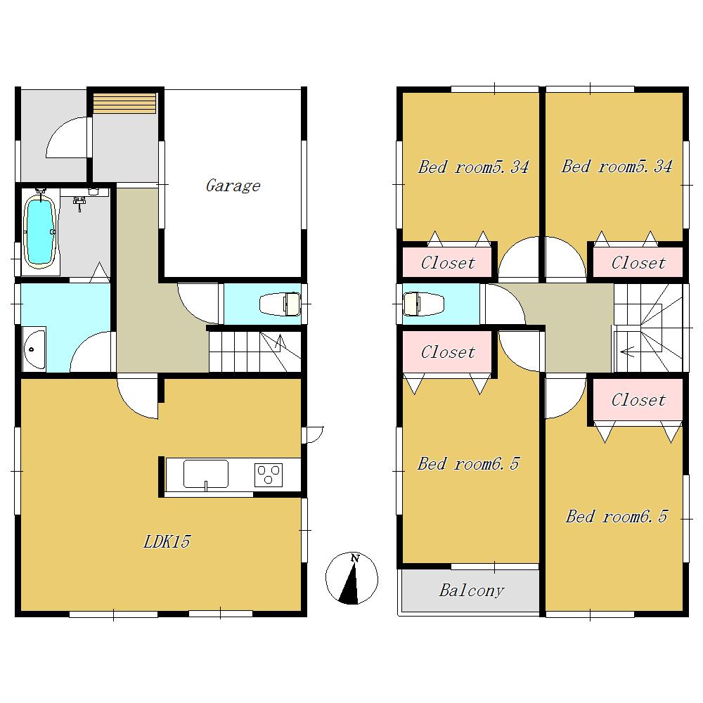 Floor plan. (3 Building), Price 33,800,000 yen, 4LDK, Land area 125.39 sq m , Building area 104.34 sq m