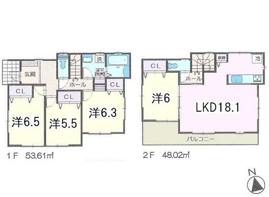 Floor plan. 27,800,000 yen, 4LDK, Land area 153.53 sq m , Building area 101.63 sq m