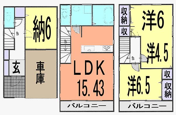 Floor plan. 29,800,000 yen, 3LDK, Land area 63.38 sq m , Building area 114.26 sq m