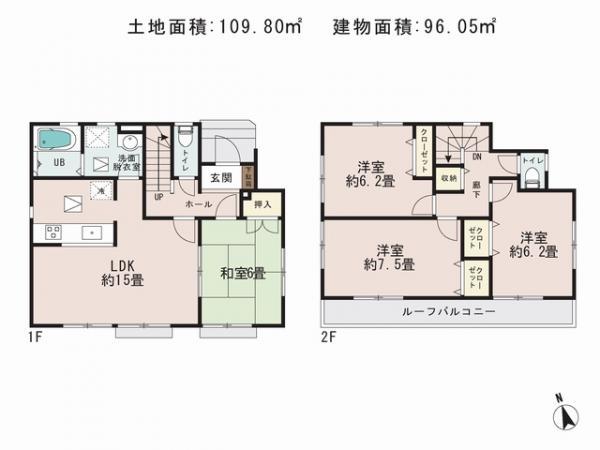 Floor plan. 27,800,000 yen, 4LDK, Land area 109.8 sq m , Building area 96.05 sq m