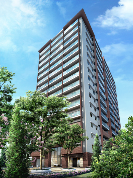 Features of the building.  [appearance] Vertical and horizontal lines are trimmed and clean, Born in resolute form of the ground 16-story <Leben Kawaguchi Riaju (BRICK RESIDENCE project)>. Wearing the design of brick tone, To the foundation part strike a dignity and a sense of stability of residence, The upper part is designed to feel the sense of transparency of the glass balcony is sparkling white tile. Its contrast, Story and beautiful mansion that combines love and beautiful will to the next generation to this land. (Rendering)