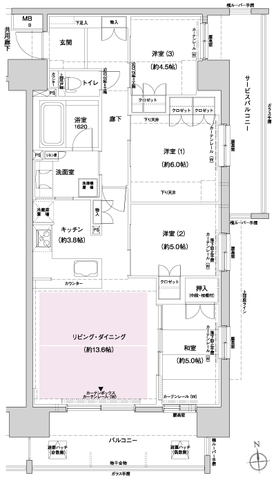 Floor: 4LDK, the area occupied: 86.8 sq m