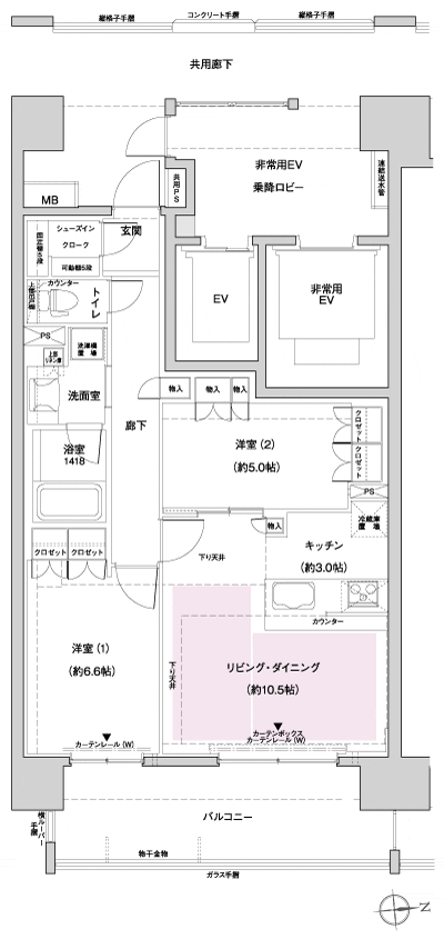 Floor: 2LDK + SIC (shoes in cloak), the occupied area: 63.83 sq m