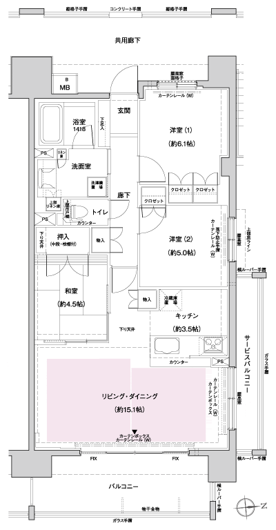 Floor: 3LDK, occupied area: 76.81 sq m