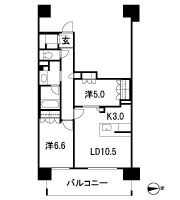 Floor: 2LDK + SIC (shoes in cloak), the occupied area: 63.83 sq m
