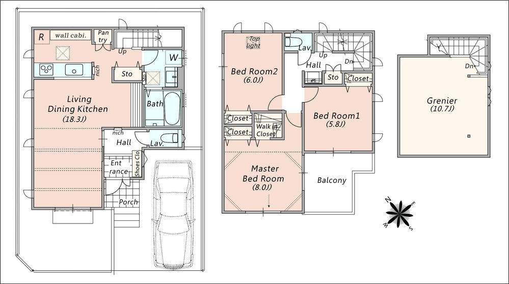 Floor plan. (B Building), Price 37,700,000 yen, 3LDK+S, Land area 100.03 sq m , Building area 98.95 sq m