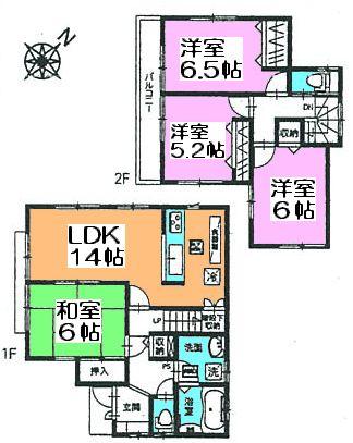 Floor plan. (1 Building), Price 25,800,000 yen, 4LDK, Land area 110.32 sq m , Building area 92.12 sq m