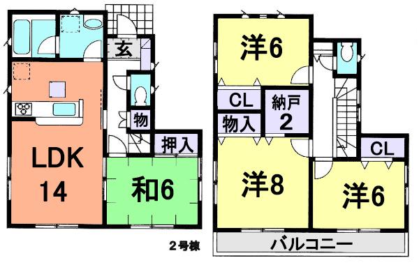 Floor plan. (Building 2), Price 29,800,000 yen, 4LDK, Land area 100 sq m , Building area 97.2 sq m