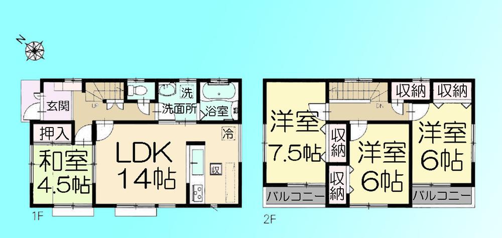 Floor plan. 20.8 million yen, 4LDK, Land area 120.65 sq m , Building area 93.56 sq m