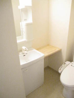 Washroom. Storage rack is useful Dresser