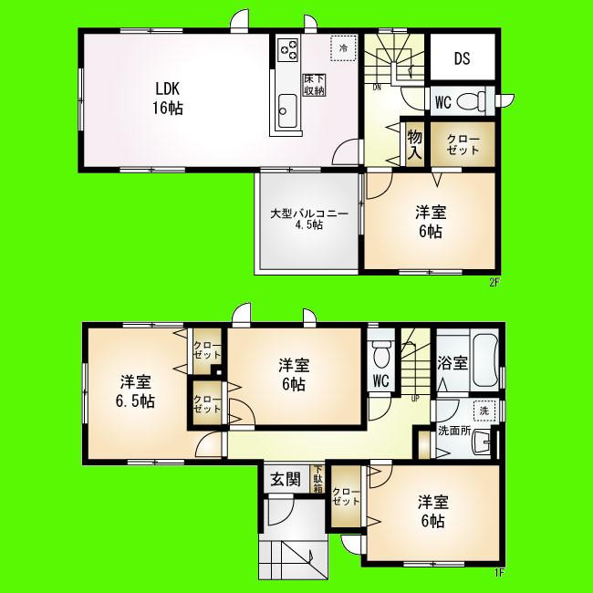 Floor plan. Price 25,800,000 yen, 3LDK+S, Land area 100.29 sq m , Building area 92.33 sq m