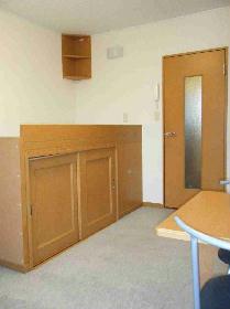 Living and room. Floors made of carpet. 