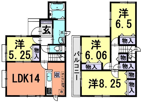 Floor plan. 21,800,000 yen, 4LDK, Land area 101.92 sq m , Building area 95.45 sq m