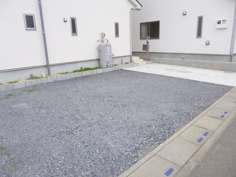 Parking lot. Example of construction. Three parking possible