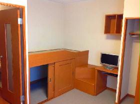 Living and room. With storage is a bed type of room