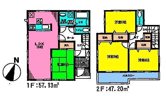 Floor plan. (1 Building), Price 26,800,000 yen, 4LDK, Land area 143.87 sq m , Building area 104.33 sq m