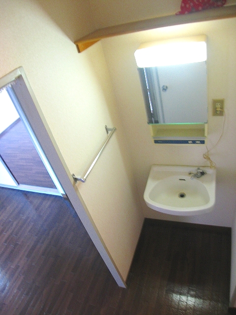 Washroom. Washroom with a mirror is very useful when you go out.