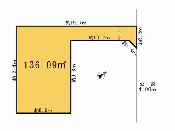 Compartment figure. Land price 6.8 million yen, Land area 136.09 sq m