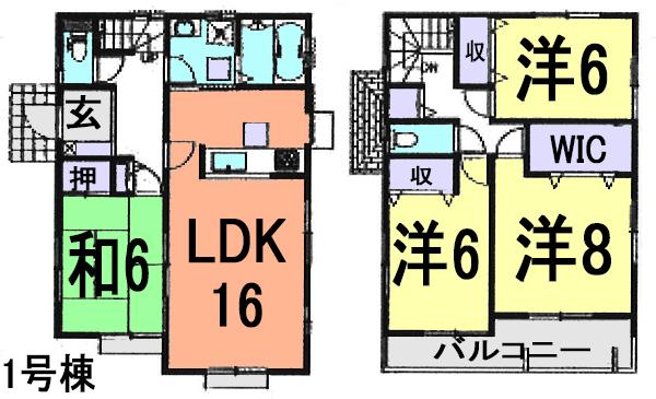 Floor plan. (1 Building), Price 22,800,000 yen, 4LDK, Land area 198.52 sq m , Building area 105.99 sq m