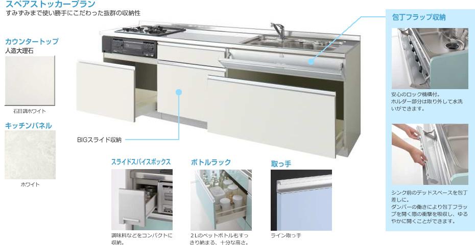 Other Equipment. High-capacity sliding system Kitchen. Faucet integrated water purifier and kitchen knife rack, etc. comes with.