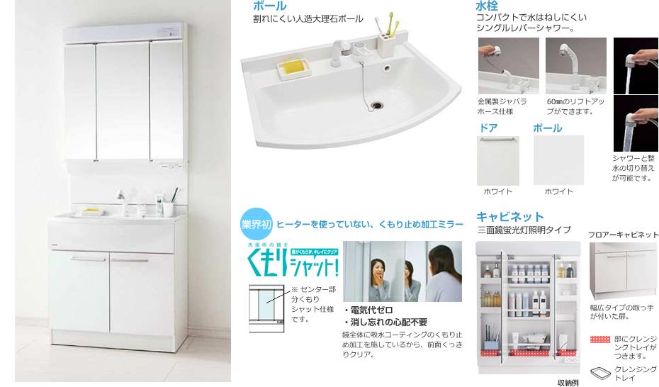 Other Equipment. With a shower head to a wide ball, Basin is the vanity of the three-sided mirror type.