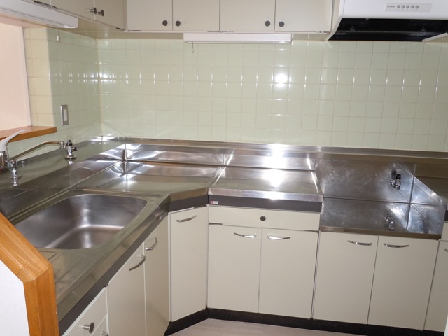 Kitchen. L-shaped kitchen with a counter