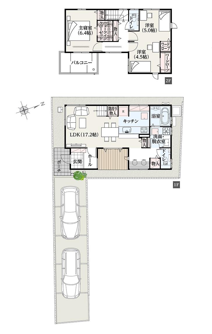 Floor plan.  [No. B land] So we have drawn on the basis of the Plan view] drawings, Plan and the outer structure ・ Planting, etc., It may actually differ slightly from.  Also, car ・ furniture ・ Consumer electronics ・ Furnishings are not included in the price. 