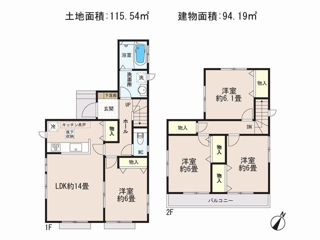 Floor plan. 27,800,000 yen, 4LDK, Land area 115.54 sq m , Building area 94.19 sq m floor plan