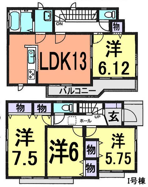 Floor plan. (I Building), Price 24,800,000 yen, 4LDK, Land area 120.41 sq m , Building area 92.94 sq m