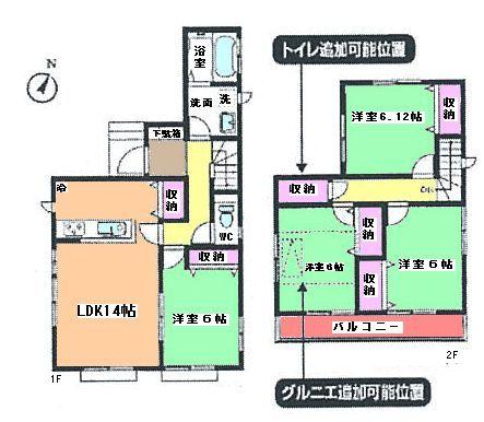 Floor plan. (A Building), Price 27,800,000 yen, 4LDK, Land area 115.54 sq m , Building area 94.19 sq m