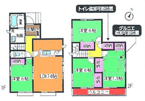 Floor plan. (D Building), Price 28,300,000 yen, 4LDK, Land area 115.47 sq m , Building area 94.39 sq m