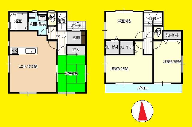Floor plan. (Building 2), Price 36.5 million yen, 4LDK, Land area 150.02 sq m , Building area 99.36 sq m