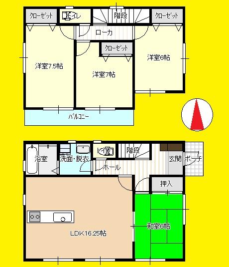 Floor plan. (3 Building), Price 37,900,000 yen, 4LDK, Land area 150.1 sq m , Building area 99.77 sq m