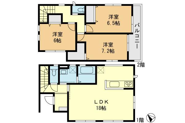 Floor plan. 25,800,000 yen, 3LDK, Land area 88.73 sq m , Building area 90.66 sq m