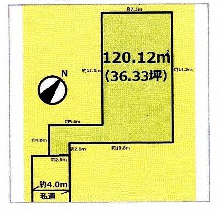 Compartment figure. Land price 10.8 million yen, Land area 120.12 sq m