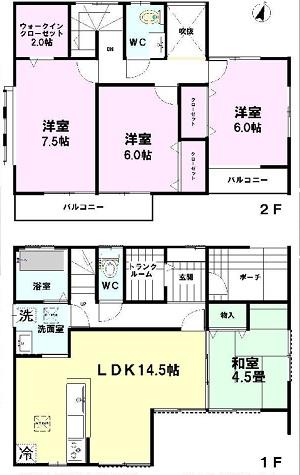 Floor plan. 29,800,000 yen, 4LDK, Land area 184.64 sq m , Building area 101.01 sq m