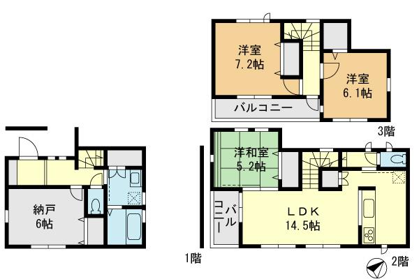 Floor plan. 24,800,000 yen, 3LDK+S, Land area 77.99 sq m , Building area 109.6 sq m