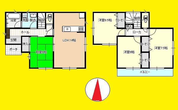 Floor plan. 28.8 million yen, 4LDK, Land area 139.09 sq m , Building area 94.77 sq m