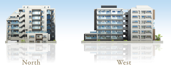 Shared facilities.  [Exterior CG] In a simple design, Modern design with a calm incorporating harmony with the texture and green.