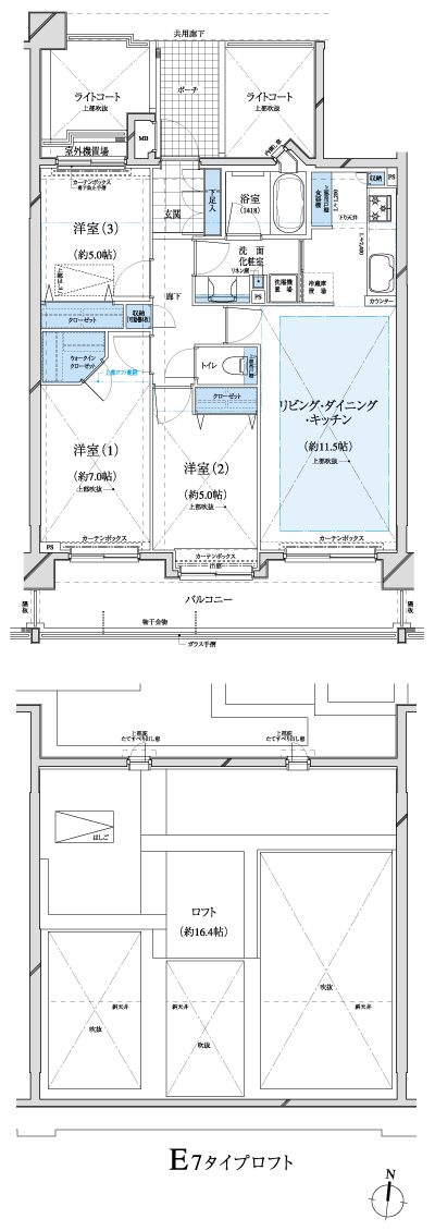 Floor: 3LDK + loft + WIC, the occupied area: 72.06 sq m