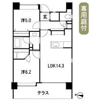 Floor: 2LDK + SIC + WIC, the occupied area: 58.25 sq m
