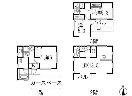 Floor plan. 23,880,000 yen, 3LDK, Land area 53.88 sq m , Building area 80.31 sq m