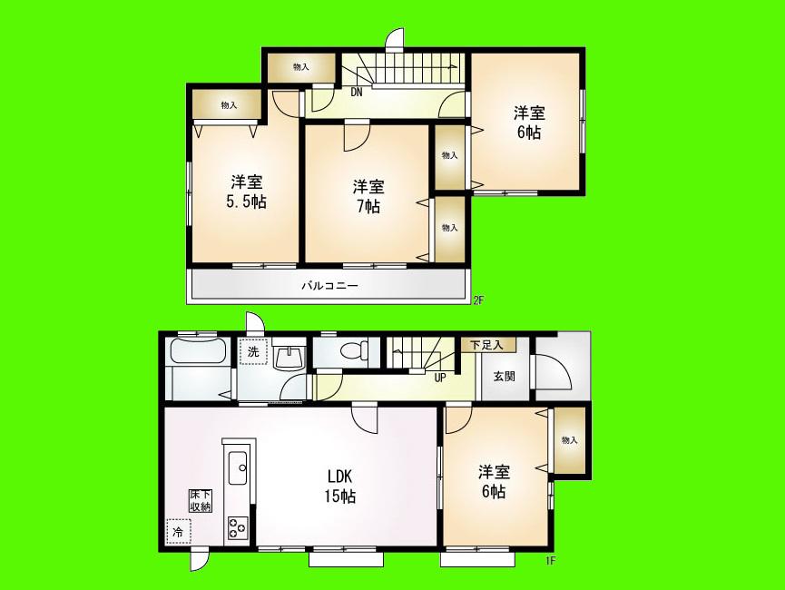 Floor plan. (3 Building), Price 29,800,000 yen, 4LDK, Land area 147.88 sq m , Building area 98.53 sq m