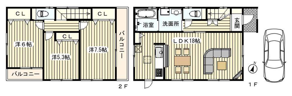 Floor plan. 25,880,000 yen, 3LDK, Land area 95.96 sq m , Building area 86.94 sq m