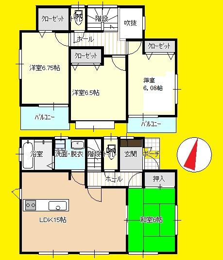 Floor plan. (1 Building), Price 30,800,000 yen, 4LDK, Land area 119.8 sq m , Building area 96.05 sq m