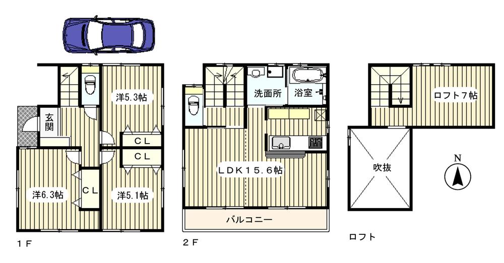 Floor plan. 24,880,000 yen, 3LDK + S (storeroom), Land area 74.87 sq m , Building area 94.77 sq m