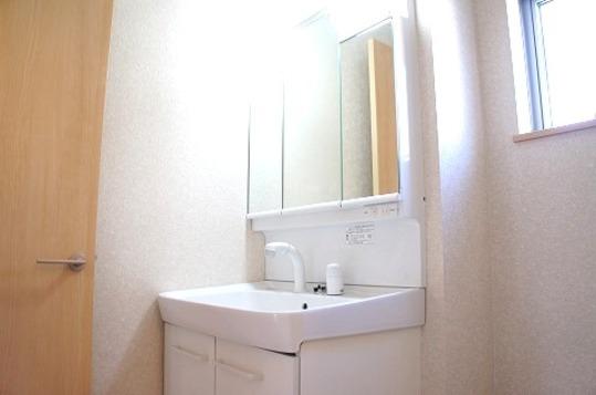 Wash basin, toilet. Washroom